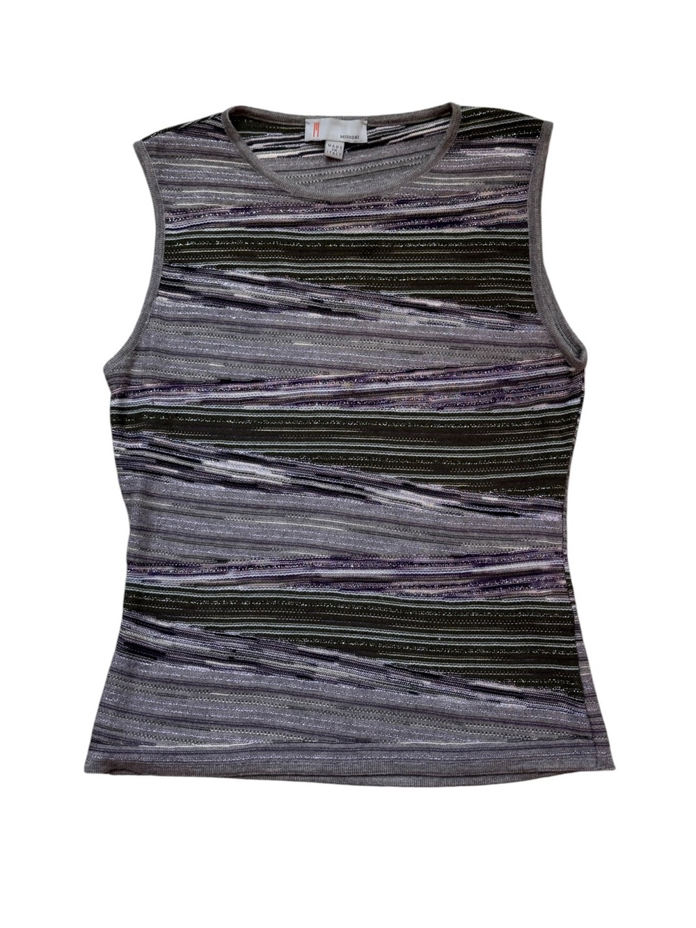 Vintage Y2K Missoni Knit Tank Top Sweater Purple Green Metallic Italy Women's 10